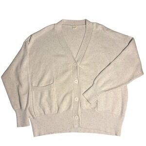 Goumi | Cream Speckled Organic Cotton Knit Button Front Cardigan Sweater | S/M